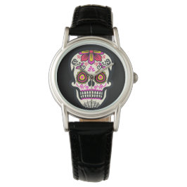 Rosa Sugar Skull Armbandsur