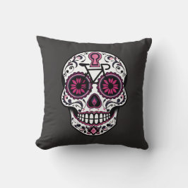 Rosa Sugar Skull, Day of the dead Kudde