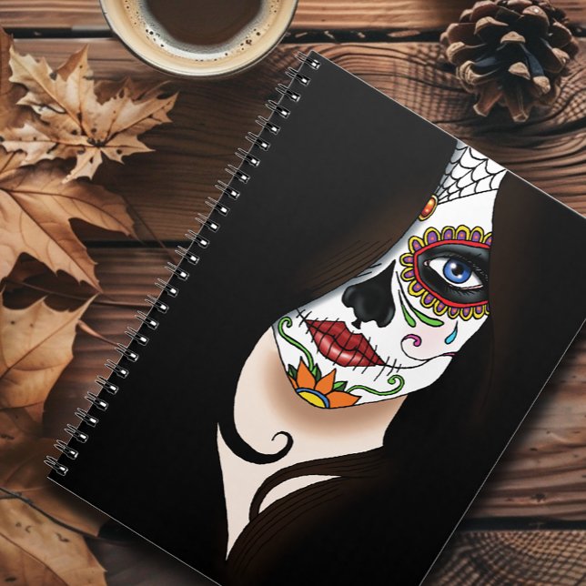 Rosa Sugar Skull Porträtt Anteckningsbok Med Spiral (Skapare uppladdad)
