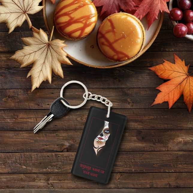 Rosa Sugar Skull Porträtt Nyckelring (Skapare uppladdad)