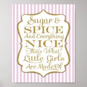 Rosa Sugar & Spice Girls, av typen Sign Print Poster