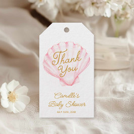 Rosa Summer Beach Baby Shower Tack Presentetikett