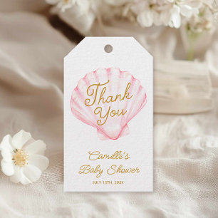 Rosa Summer Beach Baby Shower Tack Presentetikett