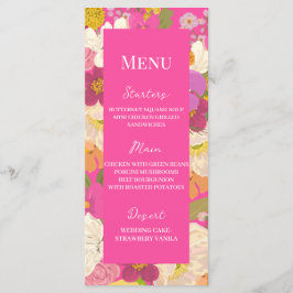 Rosa Summer Blommigt Garden Wedding Wedding Meny