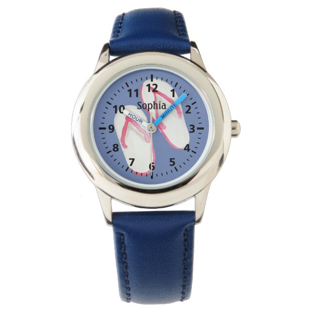 Rosa Summer Flinflip flops på Blue Personlig Armbandsur (Framsida)