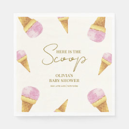Rosa Summer Scoop Ice Cream Ram Baby Shower Pappersservett