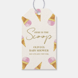 Rosa Summer Scoop Ice Cream Ram Baby Shower Presentetikett