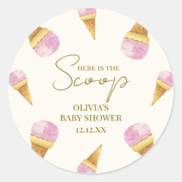Rosa Summer Scoop Ice Cream Ram Baby Shower Runt Klistermärke