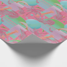 Rosa Summer Vaporwave Sunset och Handflatan Träd