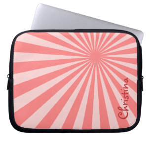 Rosa Sunburst "Add Your Name" (lägg till ditt namn Laptop Sleeve