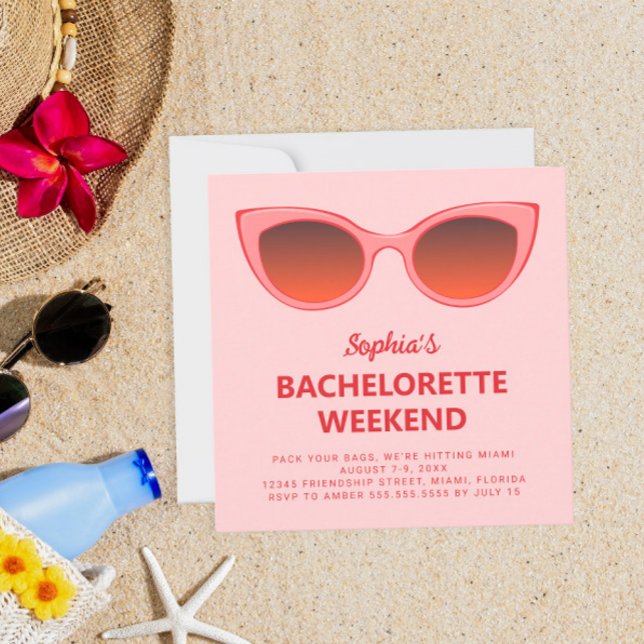 Rosa Sunnies Beach Bachelorette Helg Inbjudningar (Skapare uppladdad)