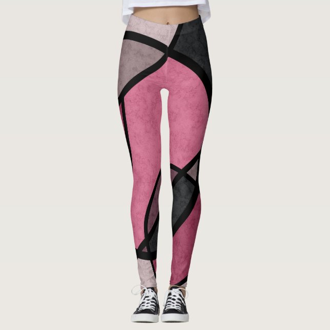 Rosa Sunrise , abstrakt Leggings (Framsida)