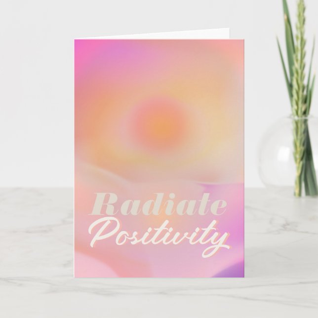 Rosa Sunrise Gradient Aesthetic Radiate Positivity Tack Kort (Framsida)