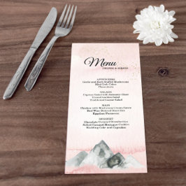 Rosa Sunrise Mountain Bröllop Menu Meny