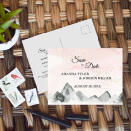 Rosa Sunrise Mountain Bröllop spara datum Meddelande Vykort