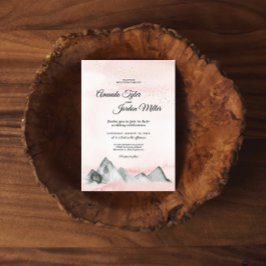 Rosa Sunrise Mountain Wedding bjudande Inbjudningar