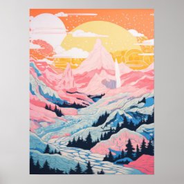 Rosa Sunset Mountains Poster