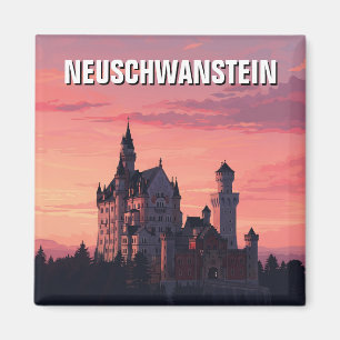 Rosa Sunset Neuschwanstein Castle Tyskland Travel Magnet
