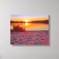 Rosa Sunset på Beach Wrapped Canvas