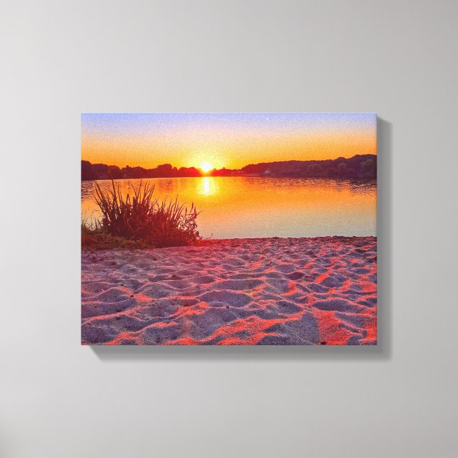Rosa Sunset på Beach Wrapped Canvas (Framsida)