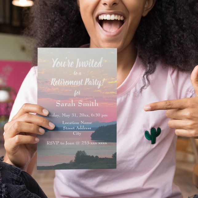 Rosa Sunset Photo Pension Party Inbjudningar (In Situ)