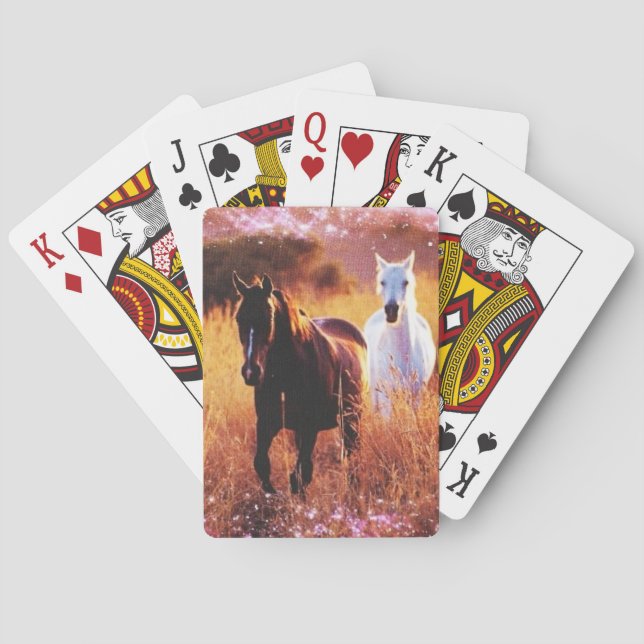 Rosa Sunset Western land Galloping Horses Spel Kort (Baksidan)