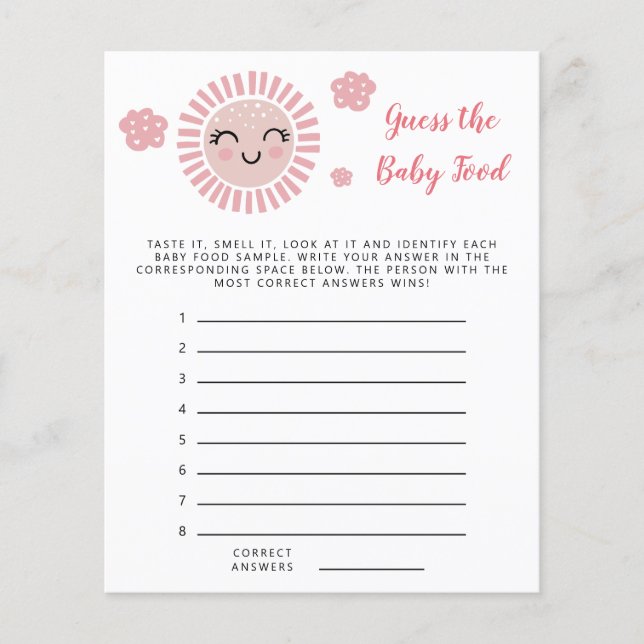 Rosa Sunshine gissar att Baby-matstöten spelas (Framsida)