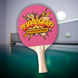 Rosa superhjälte Personlig rolig cool Pingisracket