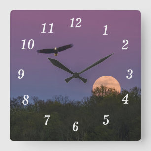 Rosa Supermoon Eagle Wall Clock Fyrkantig Klocka
