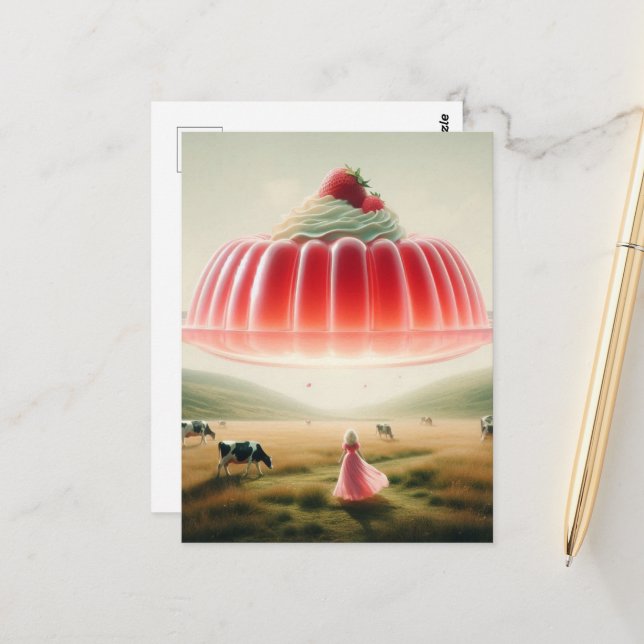 Rosa Surreal Sweet Treat Vykort (Fram/Back In Situ)