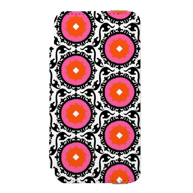 Rosa Suzani mönster Incipio iPhone Wallet Skal (Folio Framsidan)