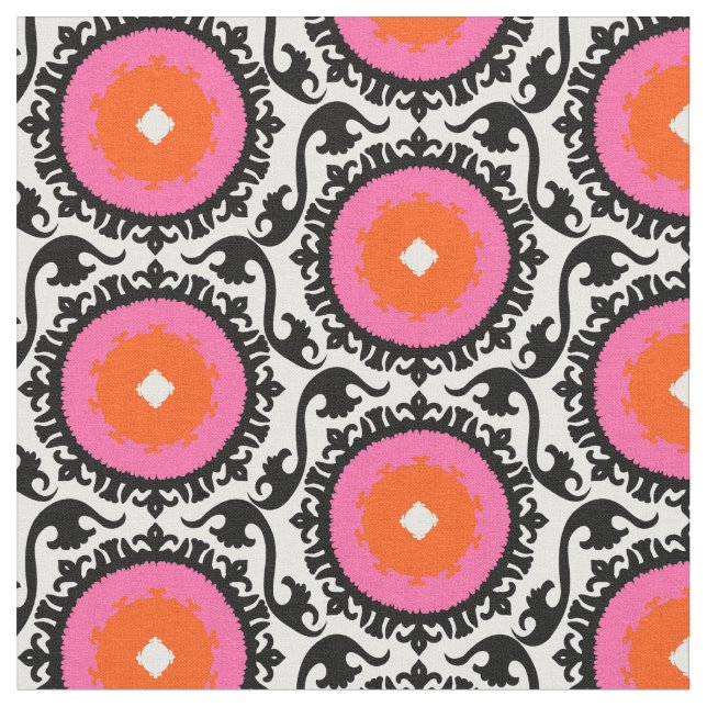 Rosa Suzani mönster Tyg (Närbild)