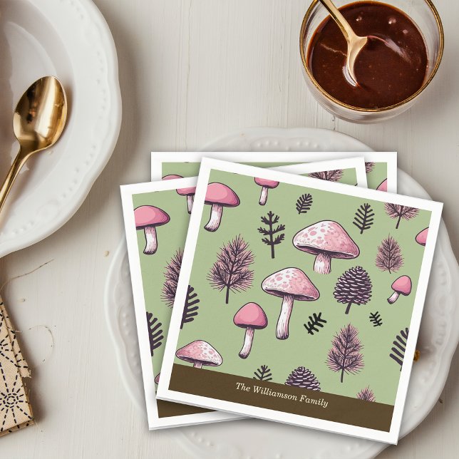 Rosa Svampar Rustic Thanksgiving Anpassa Pappersservett (Skapare uppladdad)