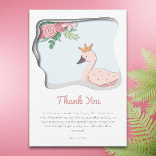 Rosa Svan Baby Shower Girl Tack Kort