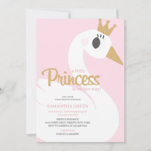Rosa Svan Baby Shower Inbjudningar
