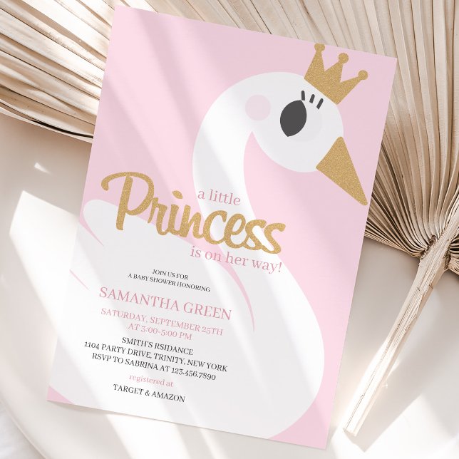 Rosa Svan Babyfirande Inbjudningar (Skapare uppladdad)