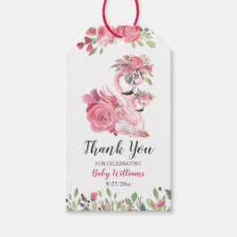 Rosa Svan och Ro Baby Shower Tack Märkre Presentetikett