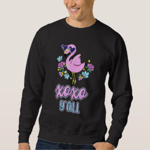 Rosa Svan XOXO Yall Hugs och Kisses Svan Kiss Lång Ärmad Tröja