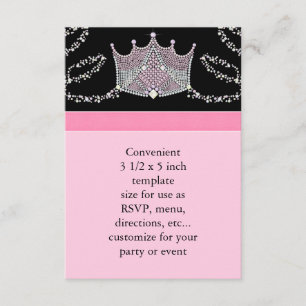 Rosa Svart Baby Girl Prinsessa Baby Shower RSVP OSA Kort
