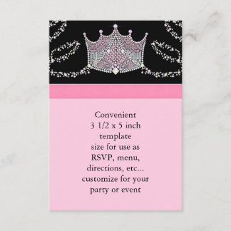 Rosa Svart Baby Girl Prinsessa Baby Shower RSVP OSA Kort