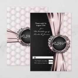 Rosa Svart Band Glam Lyx Bröllop RSVP Svar Inbjudningar