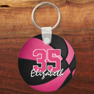 rosa Svart basketbollsportlagets jersey-nummer Nyckelring