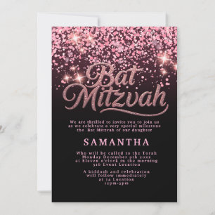Rosa & Svart Bat Mitzvah-inbjudan Inbjudningar