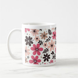 Rosa & Svart Blommig Mugg