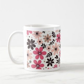 Rosa & Svart Blommig Mugg