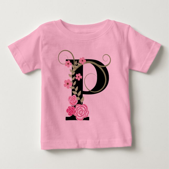 Rosa/svart Blommigt Monogram Tutu Bodykostym Tee (Framsida)