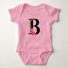 Rosa/svart Blommigt Monogram Tutu Bodykostym Tee Shirt
