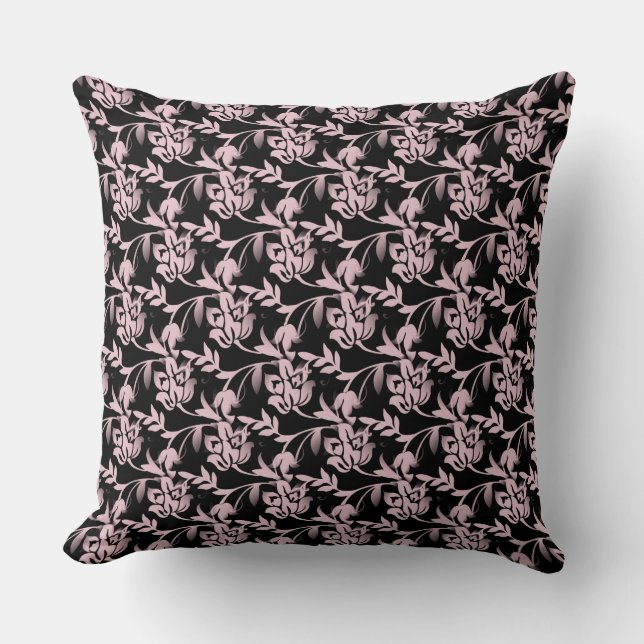 Rosa/svart Blommigt/Rosa/Grått Designer-fyllning Kudde (Framsida)