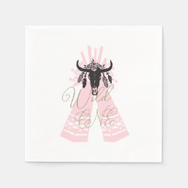 Rosa & Svart Boho Chic Vild ETT 1-års Födelsedagsf Pappersservett