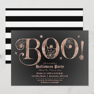 Rosa & Svart BOO Elegant Halloween Kostymfest Inbjudningar